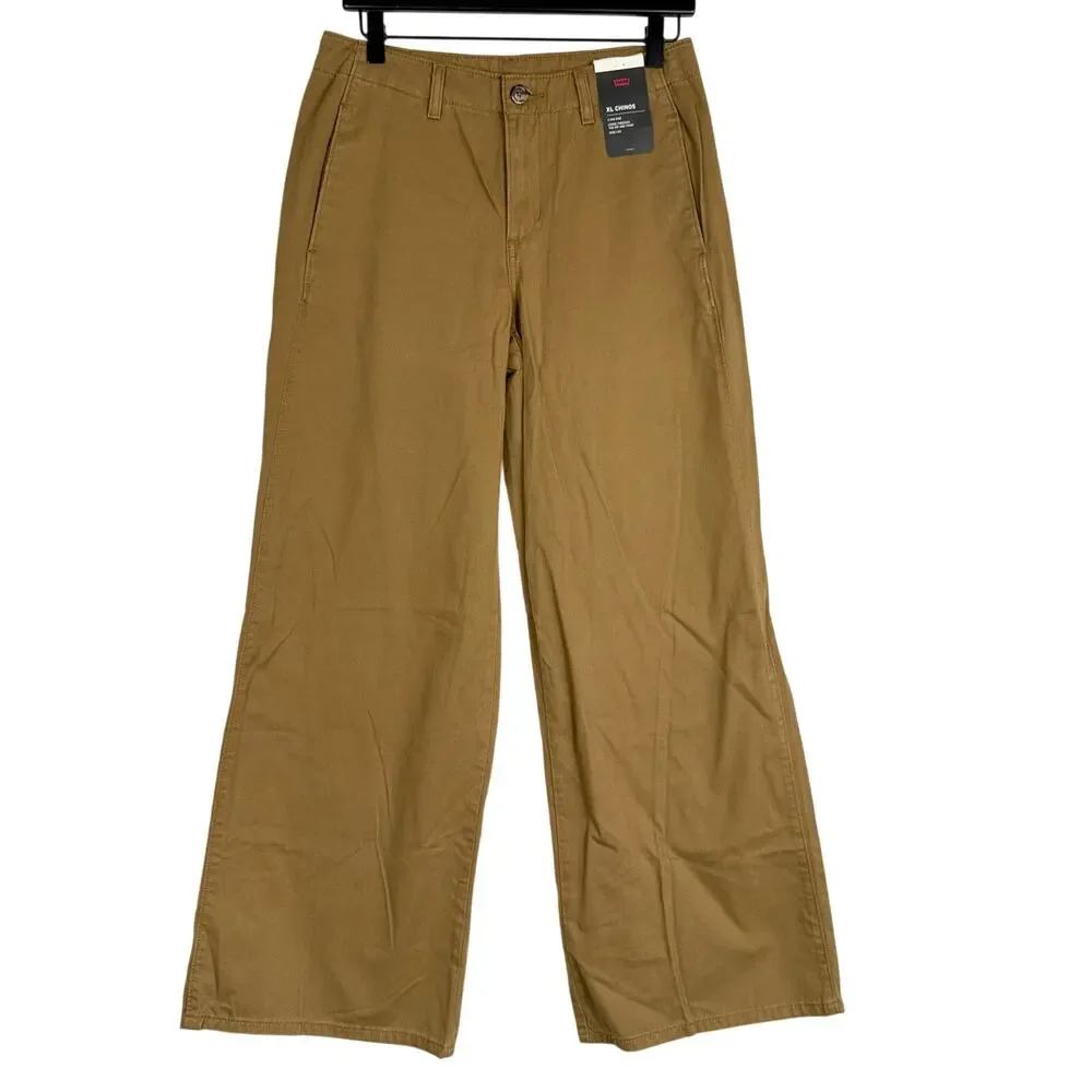 New Levi's Premium XL Chinos Wide Leg Baggy Pants Tan - 26x31 26W 31L